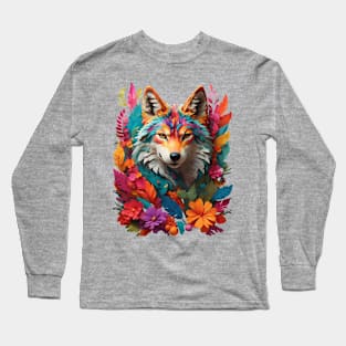 Colorful Rainbow Fox Long Sleeve T-Shirt